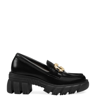 Shop Gucci Leather Interlocking G Loafers In Black