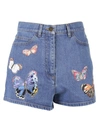 VALENTINO Valentino Embroidered Denim Shorts,KB3DD02E1YF600