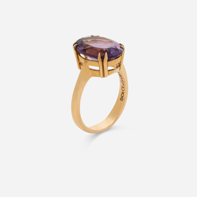 Shop Dolce & Gabbana Anna Ring In Yellow 18kt Gold With Amethyst