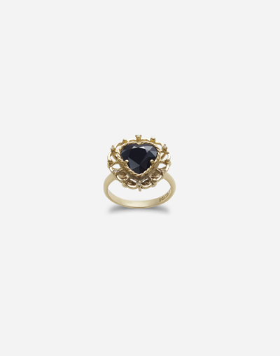 Shop Dolce & Gabbana Heart-shaped Sapphire Ring In Gold