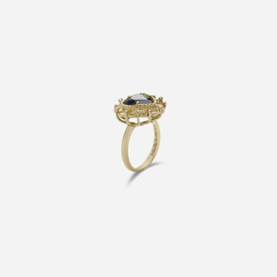 Shop Dolce & Gabbana Heart-shaped Sapphire Ring In Gold