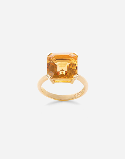 Shop Dolce & Gabbana Anna Ring In Yellow 18kt Gold With Citrine