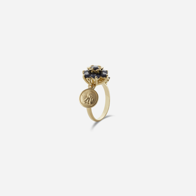 Shop Dolce & Gabbana Ring With Black Sapphires In Gold/black