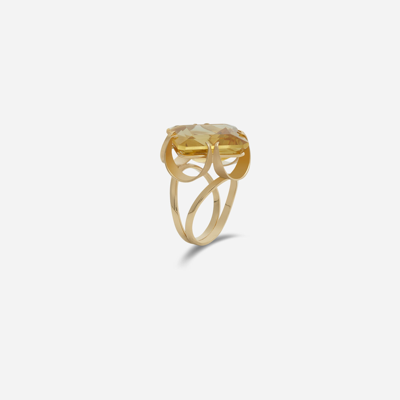 Shop Dolce & Gabbana Anna Ring In Yellow Gold And Citrine Quartz