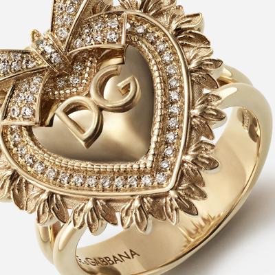 Dolce & Gabbana Devotion Ring In Yellow Gold With Diamonds In Yellow Gold