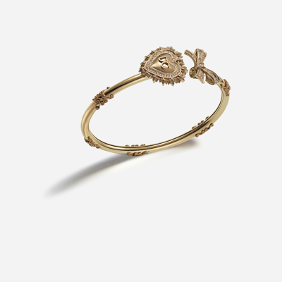 Dolce & Gabbana 18kt Yellow Gold Devotion Diamond Heart Bracelet In Yellow Gold
