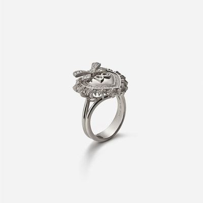 Shop Dolce & Gabbana Devotion Ring In White Gold With Diamonds