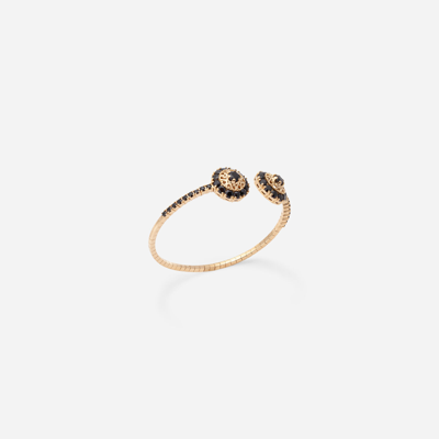 Shop Dolce & Gabbana Family Yellow Gold Bracelet With Rosette Motif And Black Sapphire