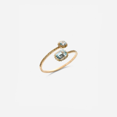 Shop Dolce & Gabbana Heritage Yellow Gold Bracelet With Acquamarine And Yellow Sapphire
