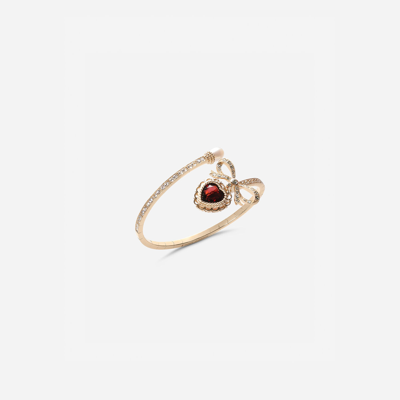 Dolce & Gabbana Heart Yellow Gold Bracelet With Heart, Bow And Pearl In Gold