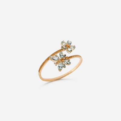 Dolce & Gabbana Spring Yellow Gold Bracelet With Butterfly-shaped Settings And Floral Decoration In Gold