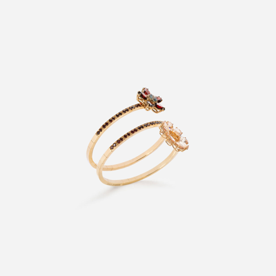 Dolce & Gabbana Spring Yellow Gold Bracelet With Floral Decorations In Gold