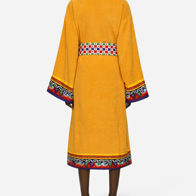 Dolce & Gabbana Cotton Terry Bathrobe In Multicolor