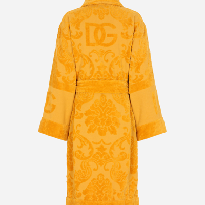 Dolce & Gabbana Cotton Jacquard Bathrobe In Multicolor