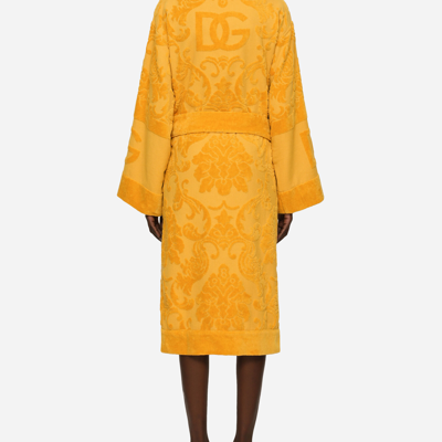 Shop Dolce & Gabbana Bath Robe In Terry Cotton Jacquard In Multicolor