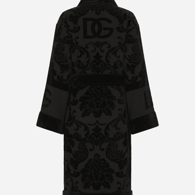 Dolce & Gabbana Bath Robe In Terry Cotton Jacquard In Multicolor
