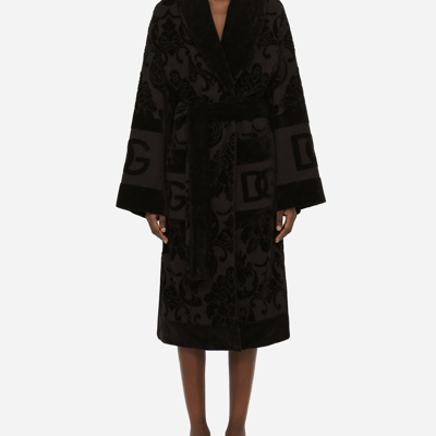 Shop Dolce & Gabbana Bath Robe In Terry Cotton Jacquard In Multicolor