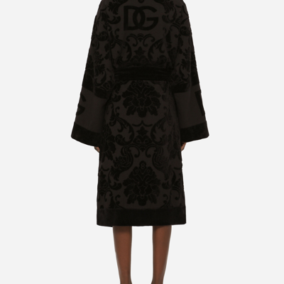 Shop Dolce & Gabbana Bath Robe In Terry Cotton Jacquard In Multicolor