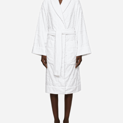 Dolce & Gabbana Terry Cotton Jacquard Bath Robe In Multicolor