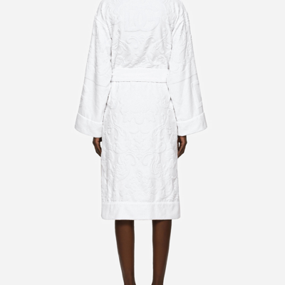 Dolce & Gabbana Terry Cotton Jacquard Bath Robe In Multicolor