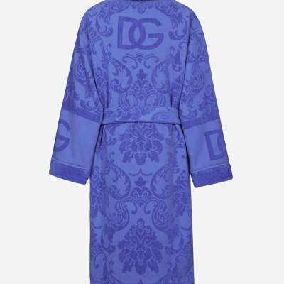 Shop Dolce & Gabbana Bath Robe In Terry Cotton Jacquard In Multicolor