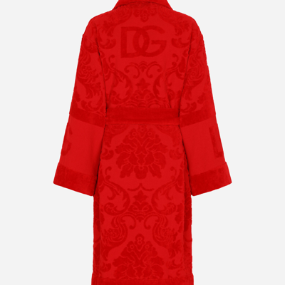 Shop Dolce & Gabbana Bath Robe In Terry Cotton Jacquard In Multicolor