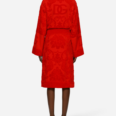 Dolce & Gabbana Bath Robe In Terry Cotton Jacquard In Multicolor