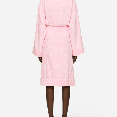 Shop Dolce & Gabbana Bath Robe In Terry Cotton Jacquard In Multicolor