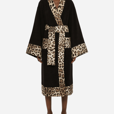 Dolce & Gabbana Cotton Terry Bathrobe In Multicolor
