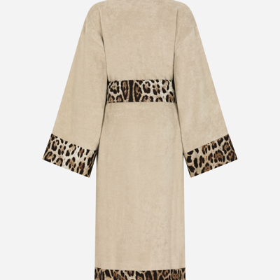 Dolce & Gabbana Cotton Terry Bathrobe In Multicolor
