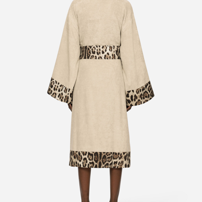 Dolce & Gabbana Cotton Terry Bathrobe In Multicolor