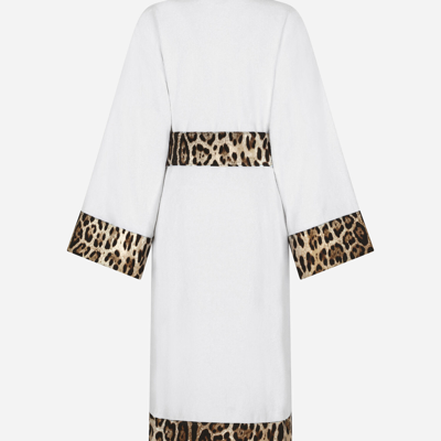 Dolce & Gabbana Cotton Terry Bath Robe In Multicolor