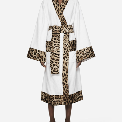 Dolce & Gabbana Cotton Terry Bath Robe In Multicolor