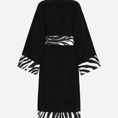 Dolce & Gabbana Cotton Terry Bathrobe In Multicolor