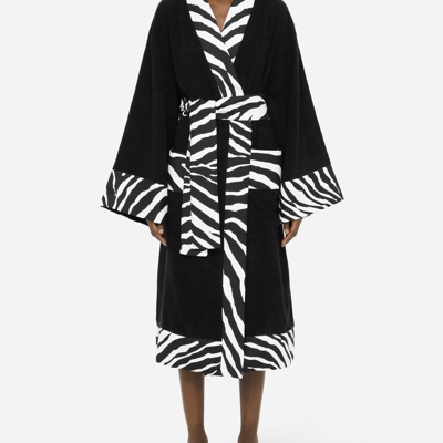 Dolce & Gabbana Cotton Terry Bathrobe In Multicolor