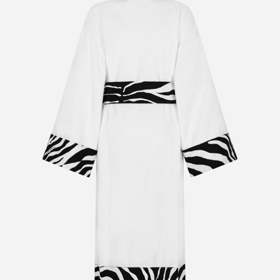 Dolce & Gabbana Cotton Terry Bathrobe In Multicolor