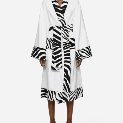 Dolce & Gabbana Cotton Terry Bathrobe In Multicolor