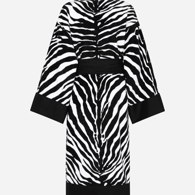 Dolce & Gabbana Terry Cotton Bath Robe In Multicolor