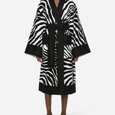 Dolce & Gabbana Terry Cotton Bath Robe In Multicolor
