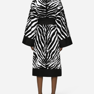 Dolce & Gabbana Terry Cotton Bath Robe In Multicolor