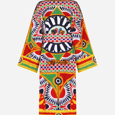 Dolce & Gabbana Terry Cotton Bath Robe In Multicolor