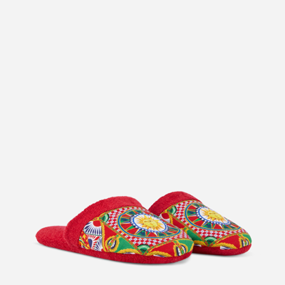 Dolce & Gabbana Cotton Terry Slippers In Multicolor