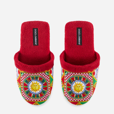 Dolce & Gabbana Cotton Terry Slippers In Multicolor