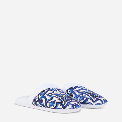 Shop Dolce & Gabbana Cotton Terry Slippers In Multicolor