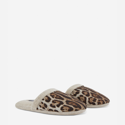 Dolce & Gabbana Cotton Terry Slippers In Multicolor