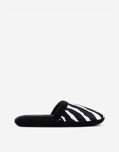 Dolce & Gabbana Cotton Terry Slippers In Multicolor