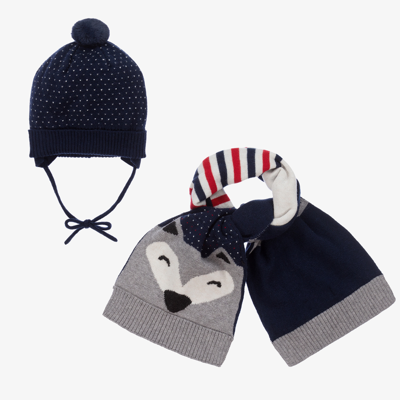 Shop Mayoral Boys Blue Hat & Scarf Set