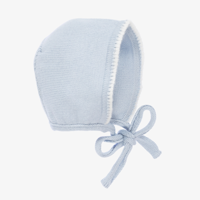 Shop Foque Blue Knitted Cotton Baby Bonnet