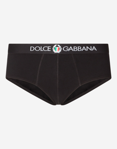 Shop Dolce & Gabbana Brando Briefs In Stretch Cotton In Black