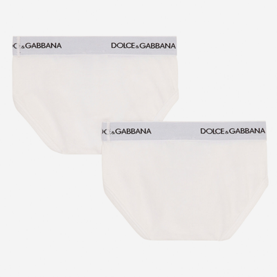 Shop Dolce & Gabbana Jersey Briefs Two-pack With Branded Elastic In White